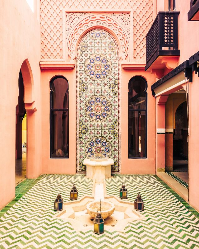 Fountain and Architecture morocco style decoration interior - Vintage Filter